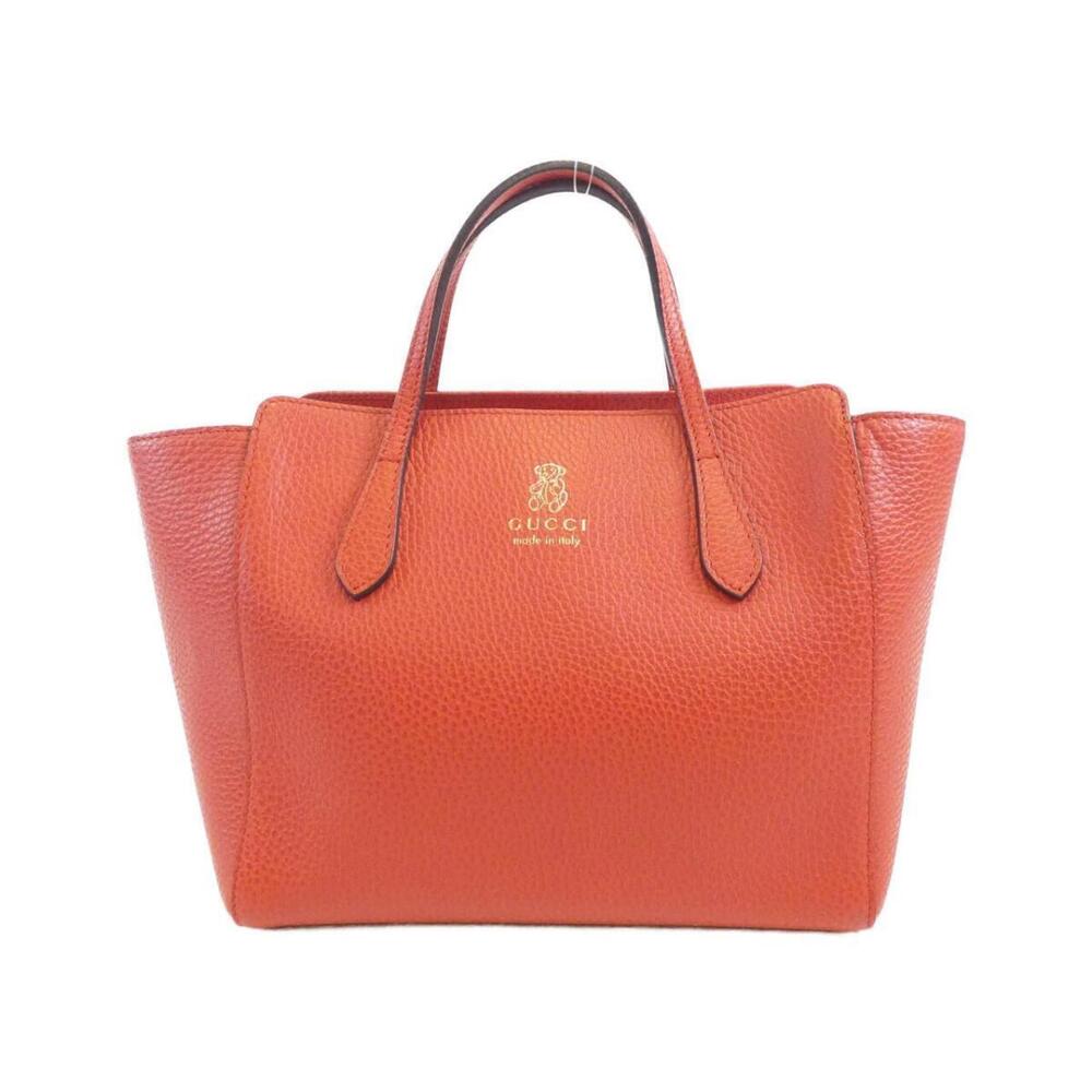 Gucci bag Leather Swing Tote pebbled leather embossed logo Pink